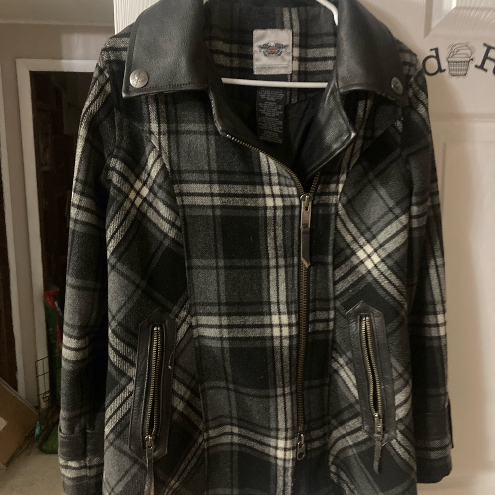 Womens Harley Davidson Katarina Wool Blend Checkered 97546-13VW Coat! Size S
